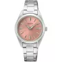 Seiko Classic Ladies SUR529P1 horloge met een Roze wijzerplaat en een horlogekast met een diameter van 30 mm en een Metalen Band in het Zilver