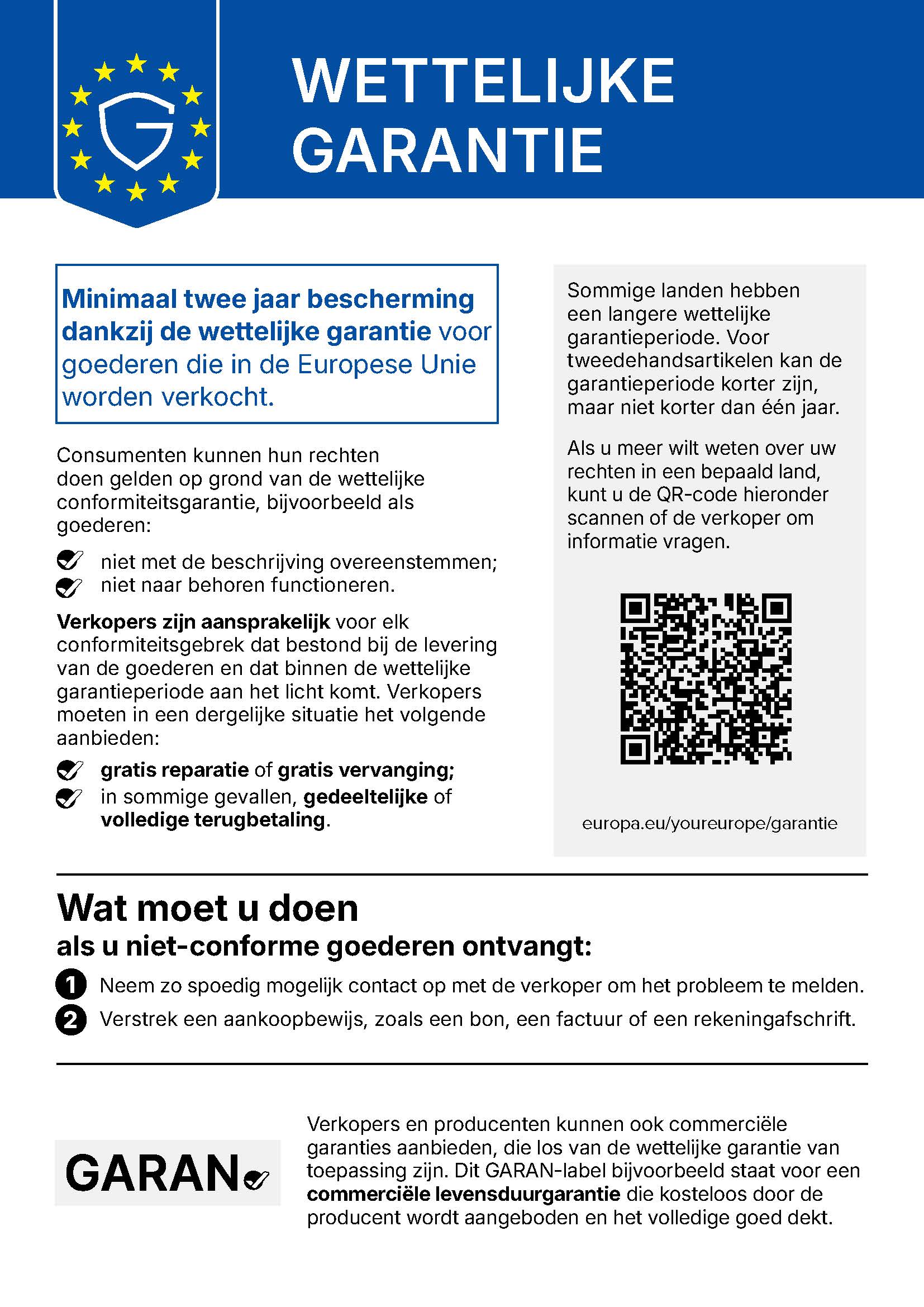EU-mededeling over de wettelijke garantie: minimaal twee jaar voor goederen die in de EU worden verkocht